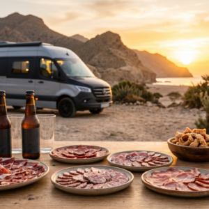 Pack Desierto de Almería con jamón ibérico de bellota, lomo, embutidos, cervezas artesanas y aperitivos